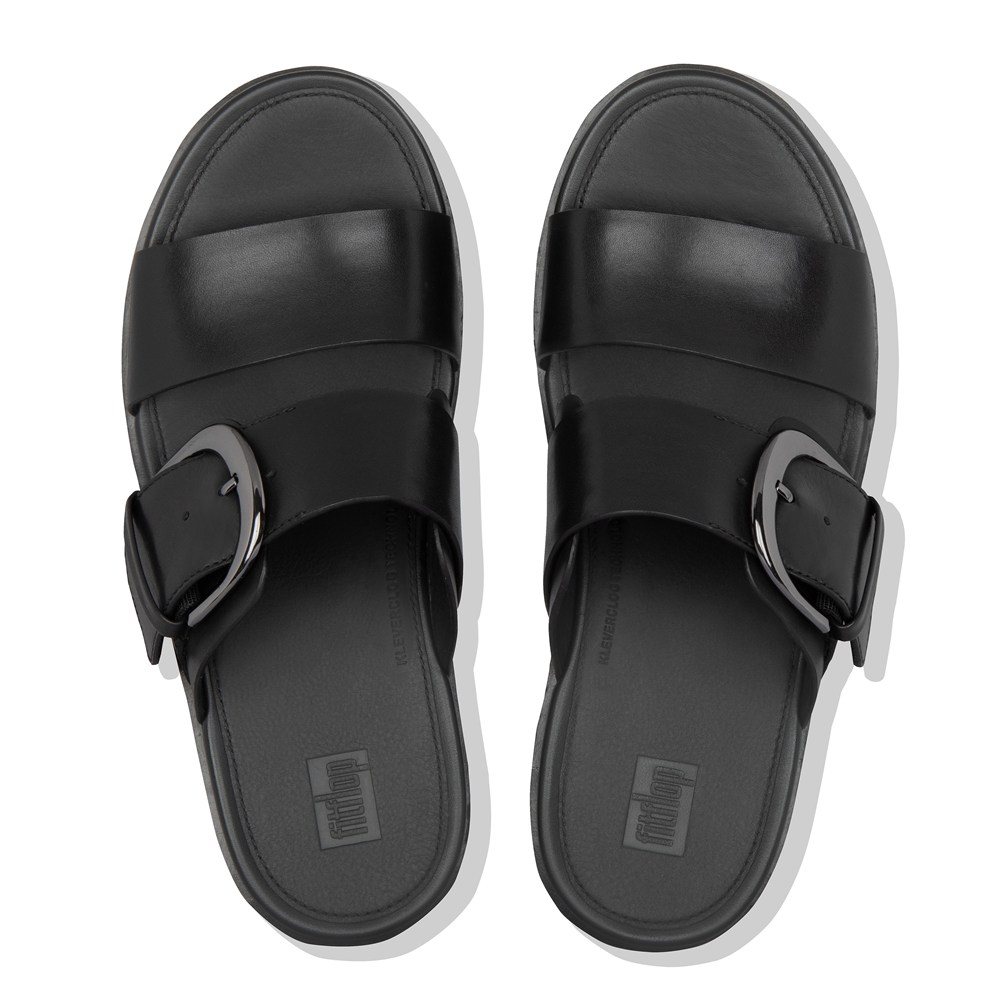 Fitflop Womens Platforms Black - Pilar Leather Slide - 57MUKVYPD